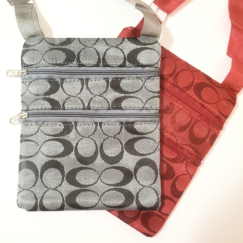 2 x GRAY RED KID GIRL GIFT SHOULDER MESSENGER BAGS